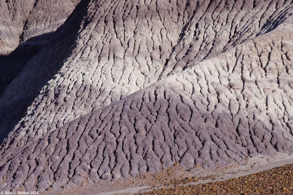 Eroded bentonite clay makes up the hills at Blue Mesa.