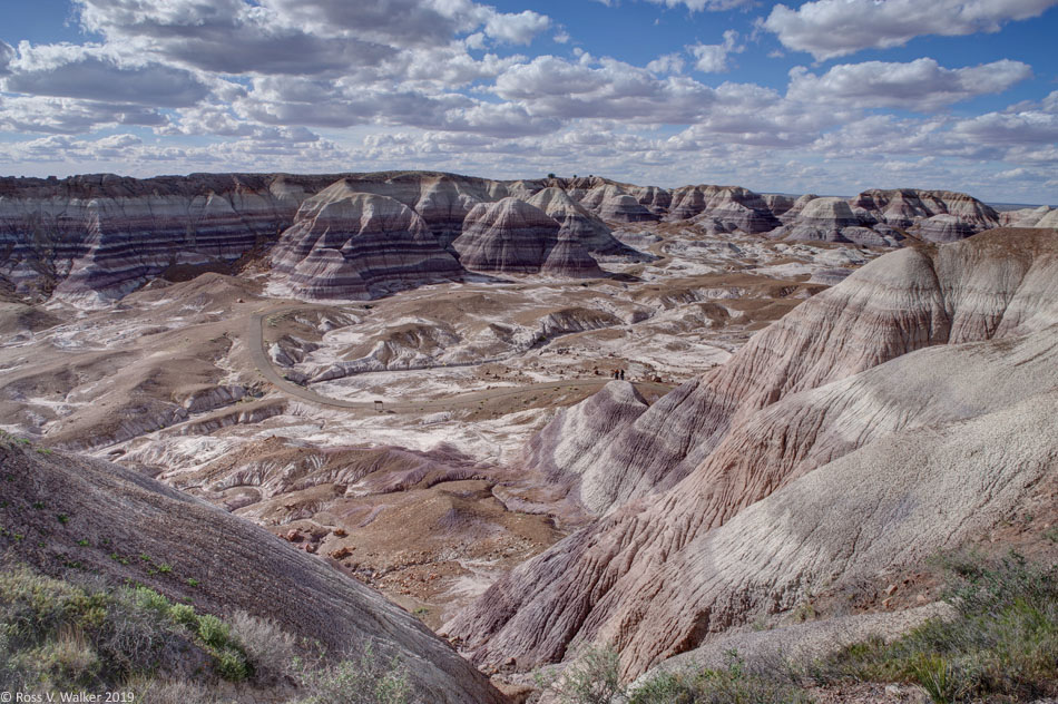 Blue Mesa Trail seen from an overlook in Petrified Forest National Park, Arizona