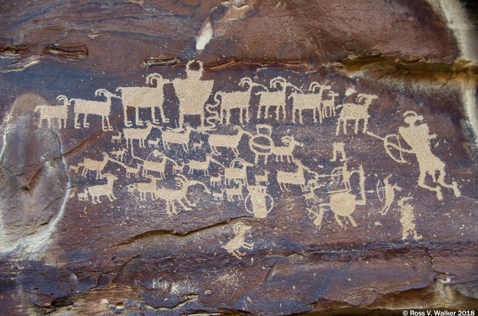Great Hunt petroglyph panel in Cottonwood Canyon, Utah