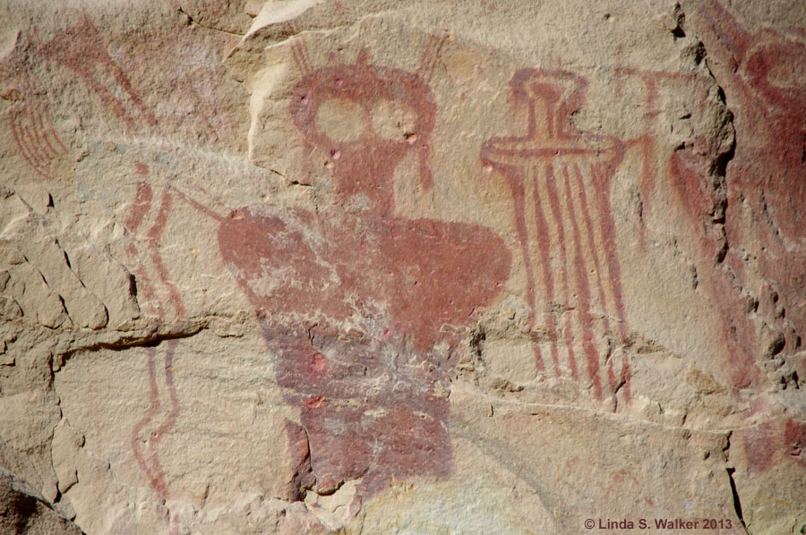 Pictograph panel in Sego Canyon, Utah, 19 Barrier Canyon style anthropomorphs.