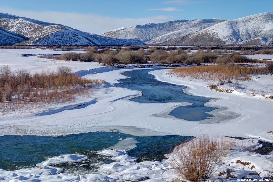 The Bear River meanders across a large flat near Pegram, Idaho