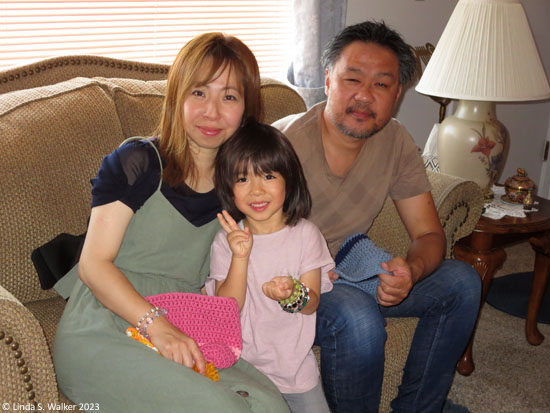 Chisato, and Koji Tasaka with their son Louis, Montpelier, Idaho