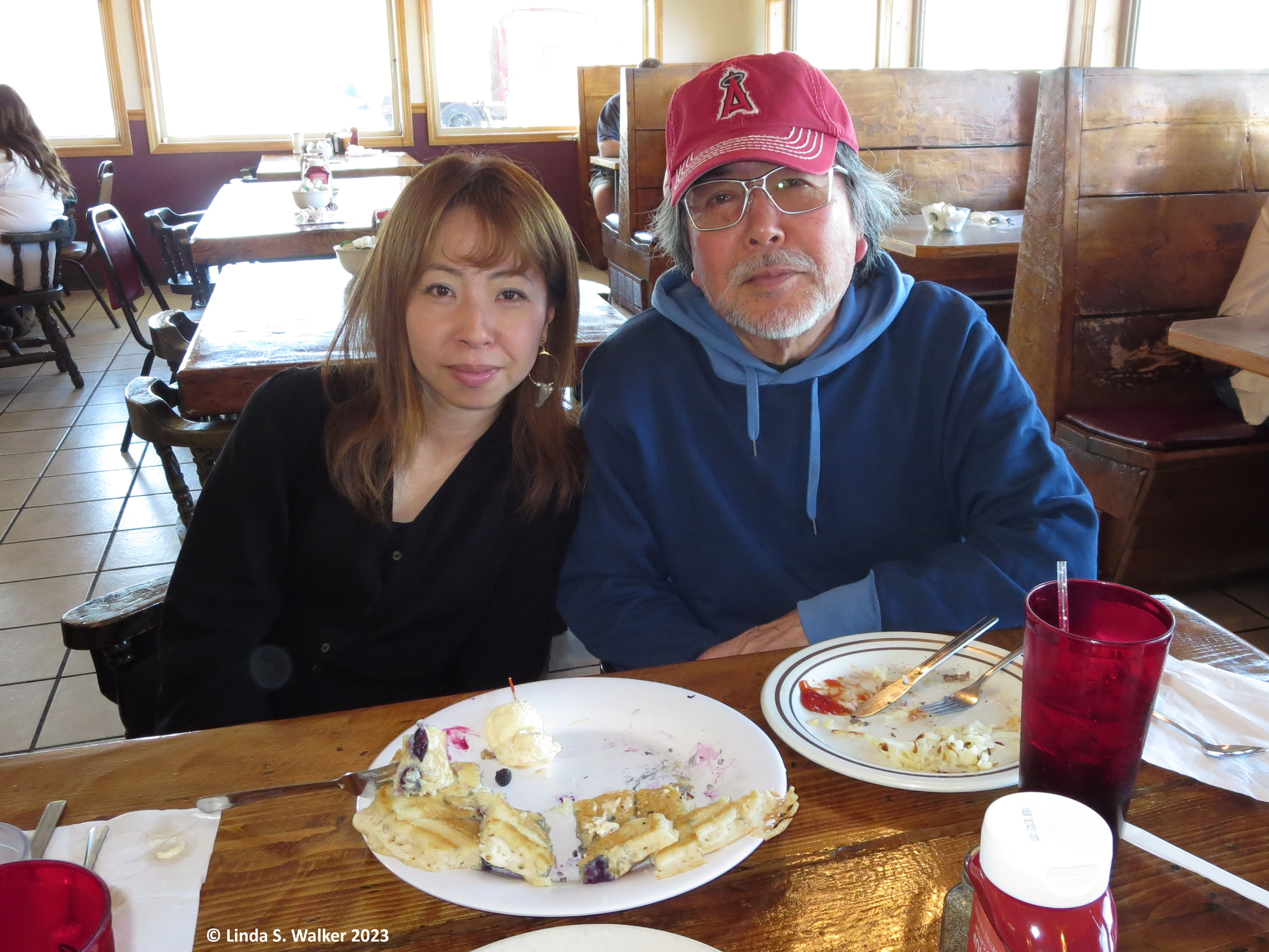 Guests from Japan at the Ranch Hand restaurant, Montpelier, Idaho