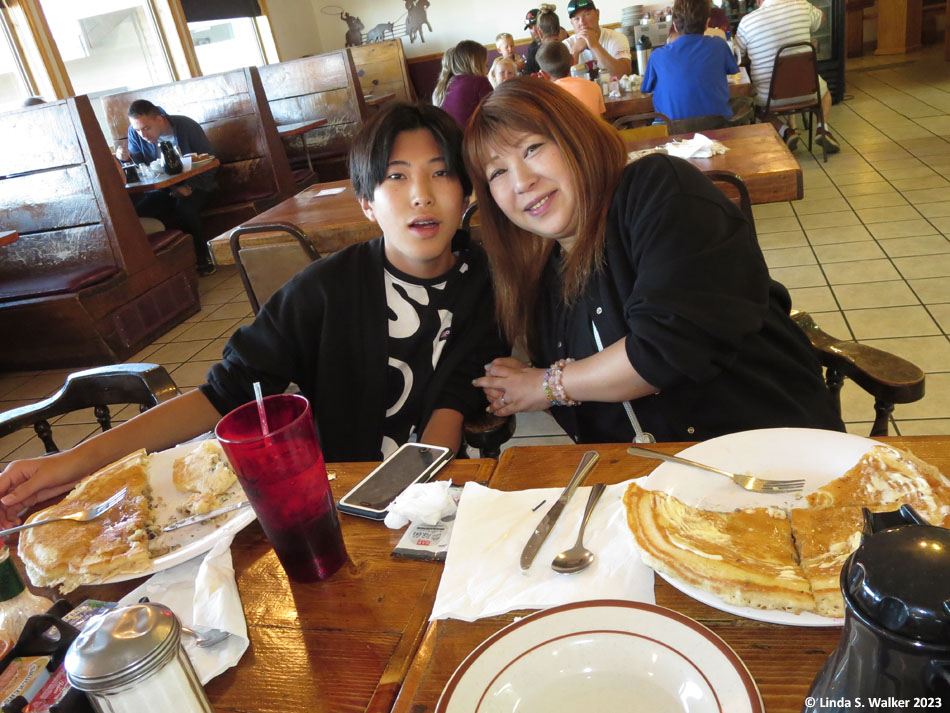 Guests from Japan at the Ranch Hand restaurant, Montpelier, Idaho