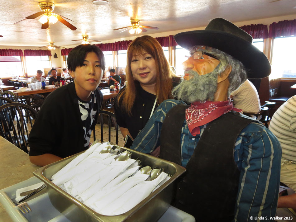 Ryuto and Eri with the Ranch Hand dummy, Montpelier, Idaho