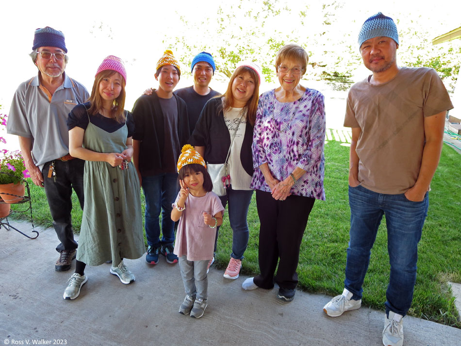 Linda made hats for our guests from Japan