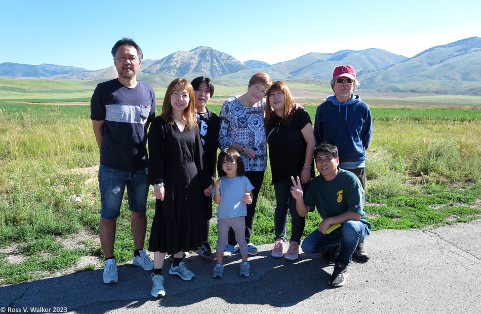 Linda poses with our guest from Japan with the mountains in the background