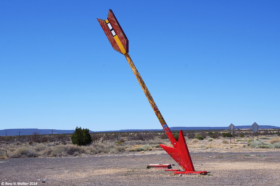 Giant arrow at Twin Arrows ghost town, Arizona