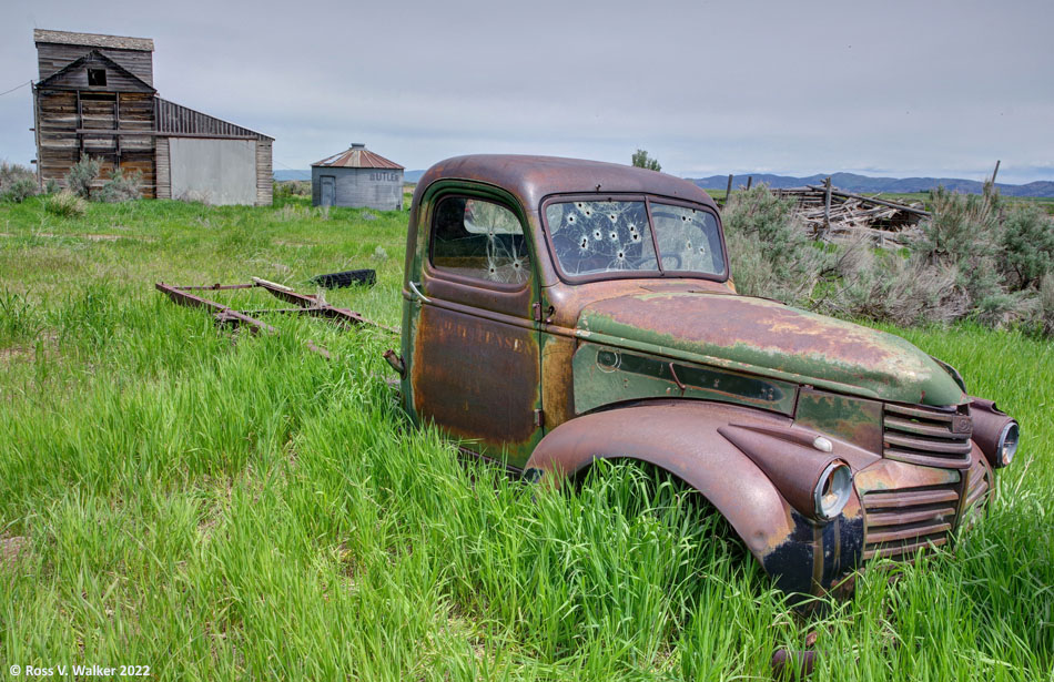 GMC flatbed on an abandoned farm on the edge of Gem Valley, Idaho.