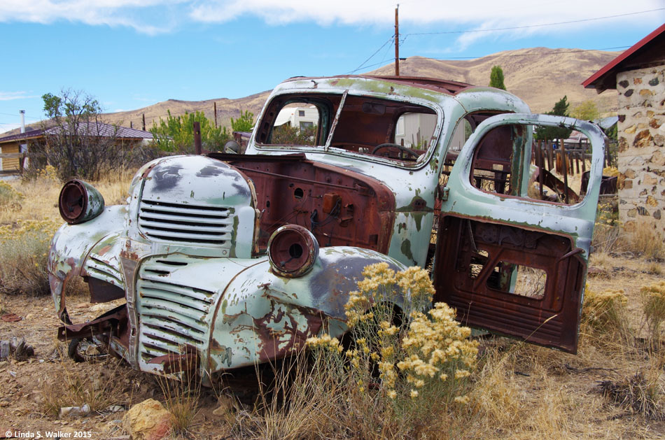 The remains of a 1940 - 1947 Dodge truck in Tuscarora, Nevada